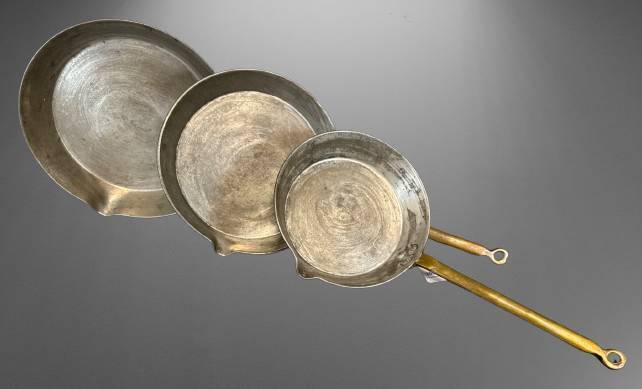 (3) Peshawar Afghan Metal Works Copper Skillets