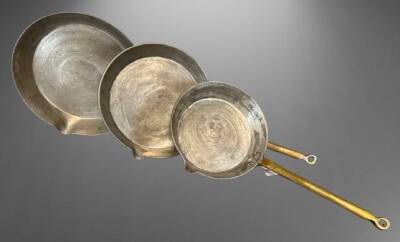 (3) Peshawar Afghan Metal Works Copper Skillets