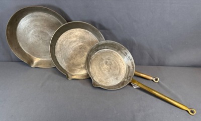 (3) Peshawar Afghan Metal Works Copper Skillets - 2