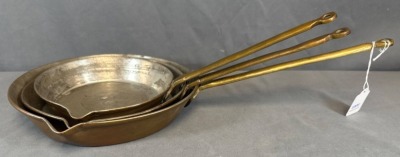 (3) Peshawar Afghan Metal Works Copper Skillets - 3