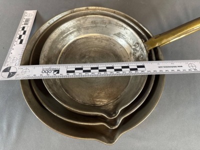 (3) Peshawar Afghan Metal Works Copper Skillets - 7
