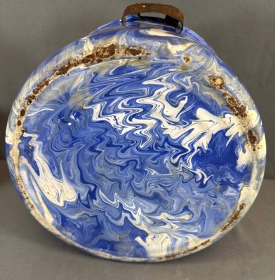 (2) Blue and White Spatterware Enamel Buckets - 8