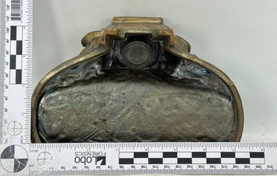 Art Nouveau Bronze Inkwell with Dual Figures - 7