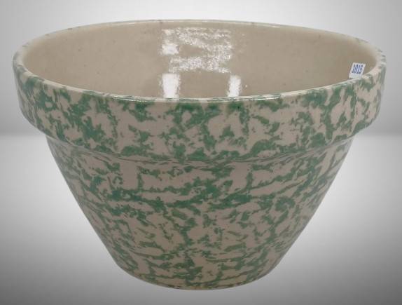 RRP Co. Pottery Spongeware Mixing Bowl in Green Pattern