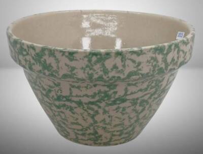 RRP Co. Pottery Spongeware Mixing Bowl in Green Pattern
