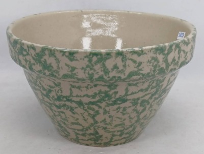 RRP Co. Pottery Spongeware Mixing Bowl in Green Pattern - 2