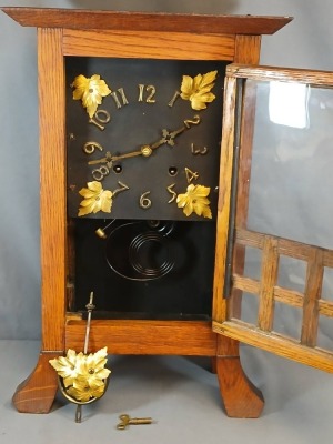 Arts and Crafts Mission Oak Clock - 5