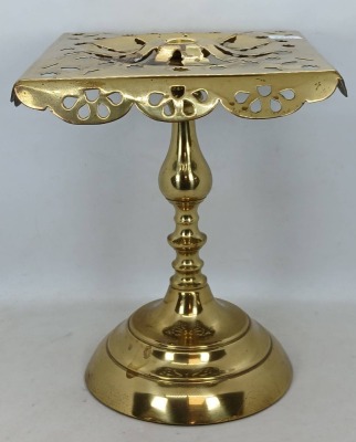 Brass Pedestal with Pierced Design - 4