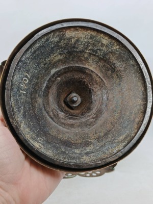 Brass Pedestal with Pierced Design - 6