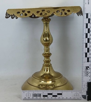 Brass Pedestal with Pierced Design - 9