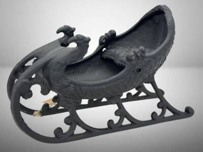 1960-1970's Reproduction Cast Iron Swan Sleigh