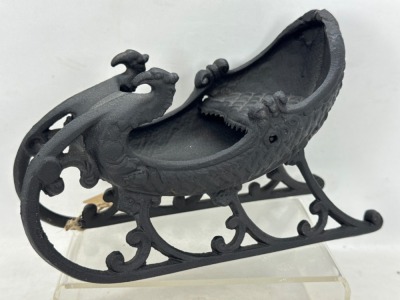 1960-1970's Reproduction Cast Iron Swan Sleigh - 2