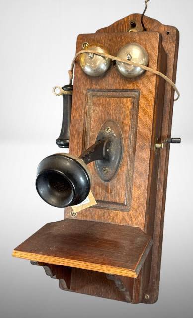 Wall-Mounted Wooden Crank Telephone