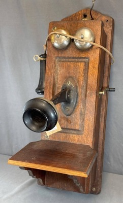 Wall-Mounted Wooden Crank Telephone - 2