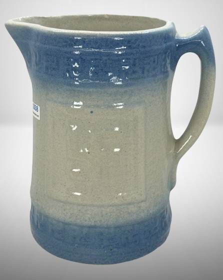 Blue and White Stoneware Swirling Logs Design Pitcher