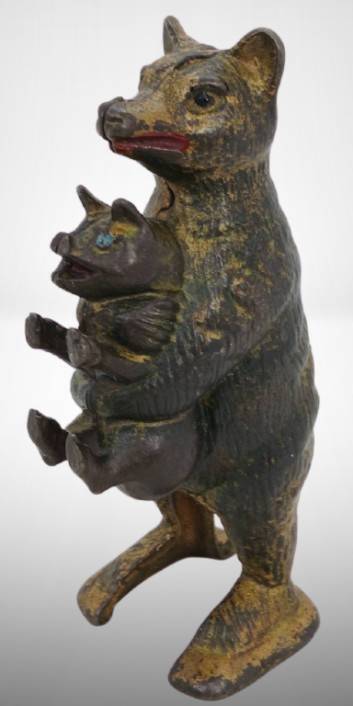 Cast Iron Bear Stealing Piglet Bank