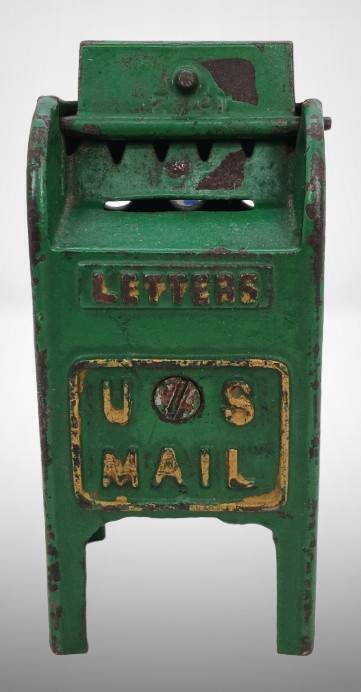 Green Cast Iron U.S. Mail Bank