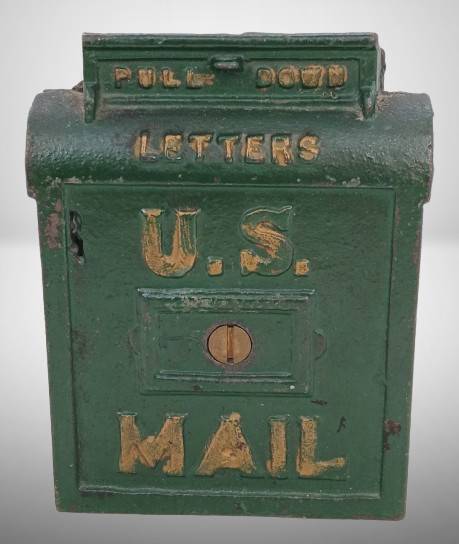 Green Cast Iron US Mail Bank