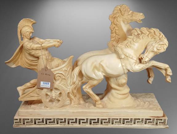 A. Santini Chariot Sculpture in Resin