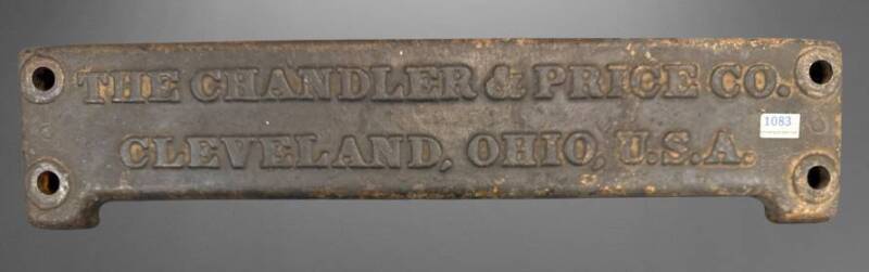 Cast Iron Chandler & Price Co. Plate