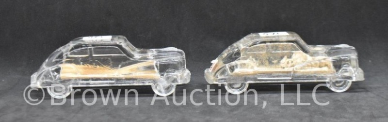 (2) Miniature Streamline Auto glass candy containers