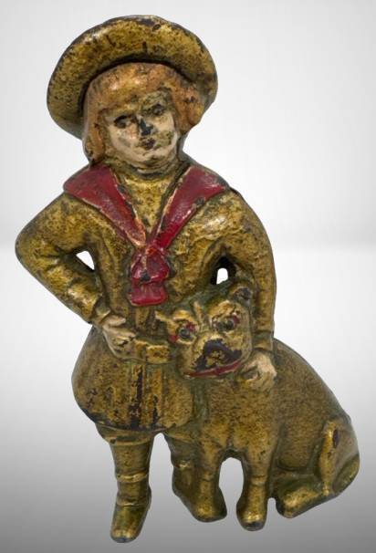 Cast Iron Buster Brown Bank with Dog Tige