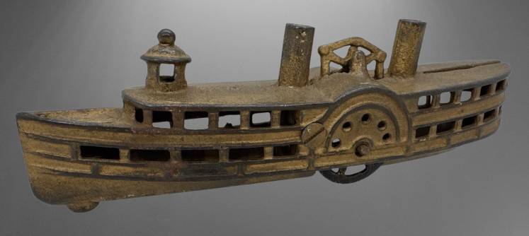 Antique Cast Iron Steamboat Still Bank