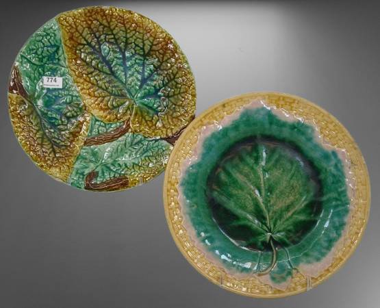 Majolica Leaf Motif Plates