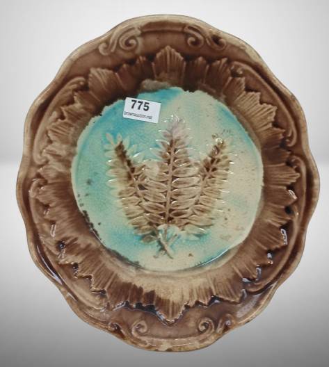 Majolica Plate With Fern Leaf Motif