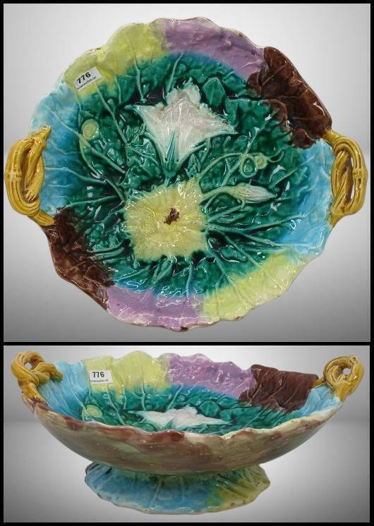 Handpainted Majolica Style Footed Bowl