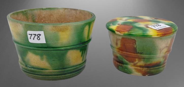 Majolica "&tilde;Eggs and Spinach' Covered Jar Set