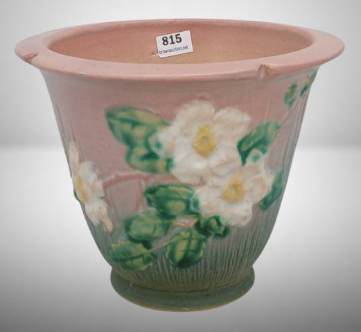 Roseville White Rose 654-5" Flower Pot, pink (no saucer)
