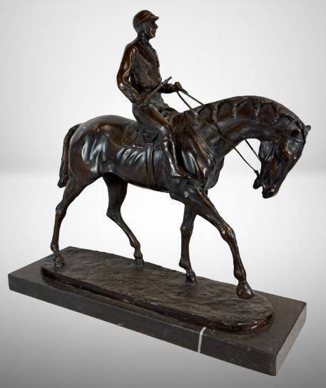 P.J. Mene Jockey on Horse Sculpture