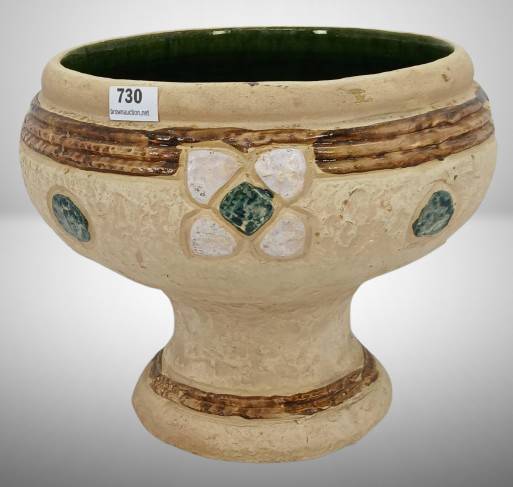 Roseville Mostique 7" Compote, Brown Glaze