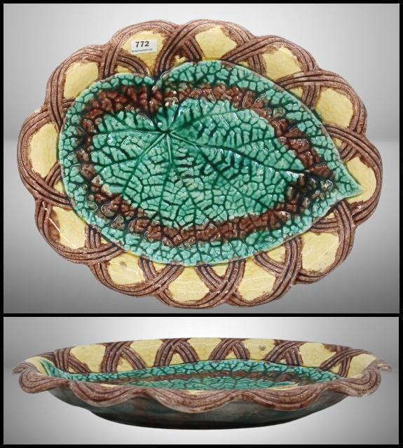 Etruscan Majolica Leaf Platter