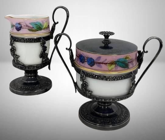 Silver-Plated Creamer and Sugar Dish Set