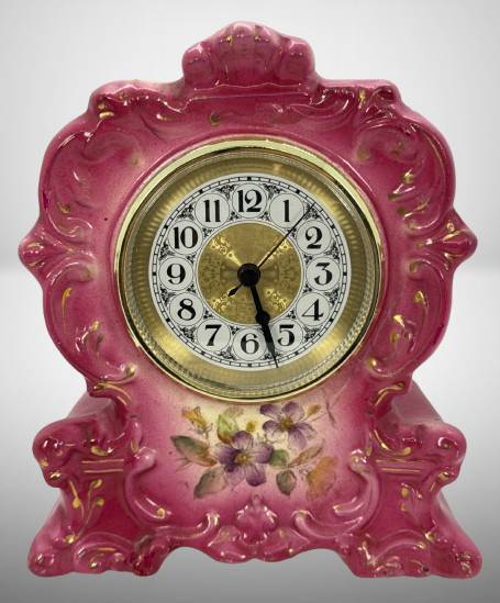 7.5-Inch Porcelain Lily Quartz Clock