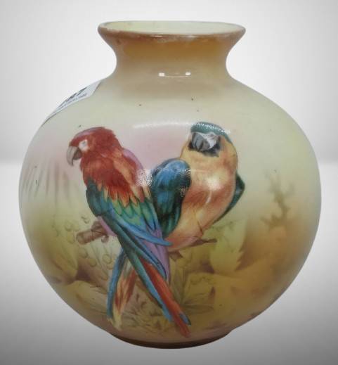 RS Prussia Vase with Parrot Design