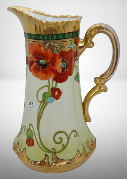 Pickard Hand-Painted Porcelain Poppy Pitcher