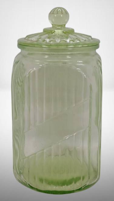 Green Depression Glass Canister