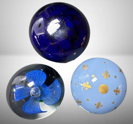 Three Glass Paperweights, 1-mrkd. Baccarat