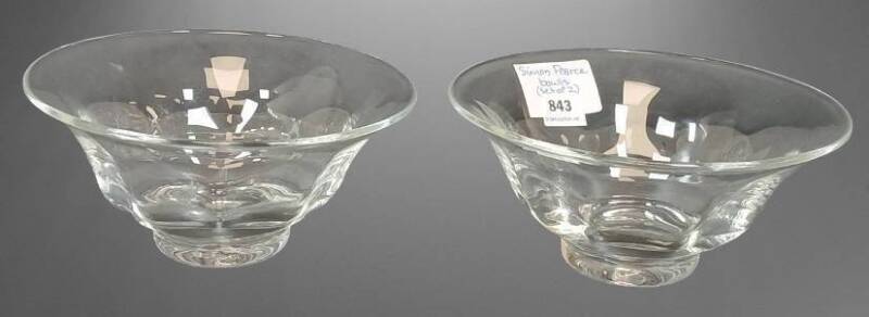 Pair of Simon Pearce Small Glass Bowls