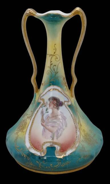 ES Germany double handled Portrait Vase