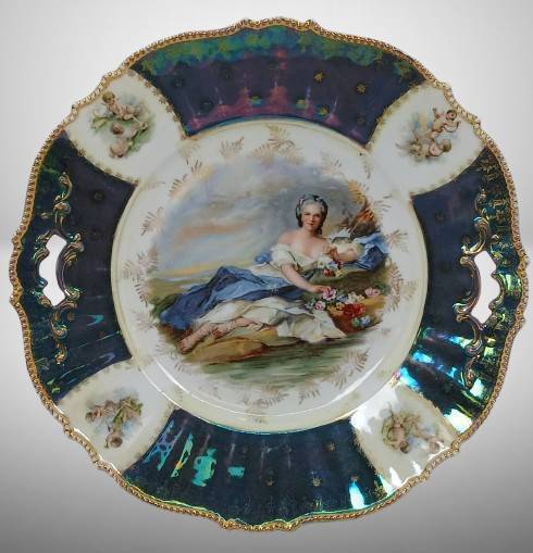 Unmarked Prussia "Flora" Cake Plate
