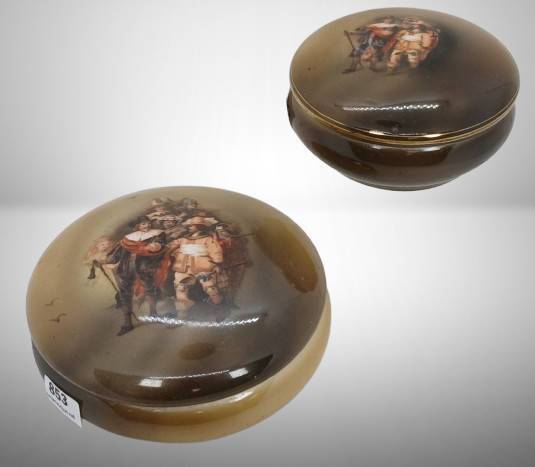 (2) Porcelain Night Watchmen Dresser Boxes
