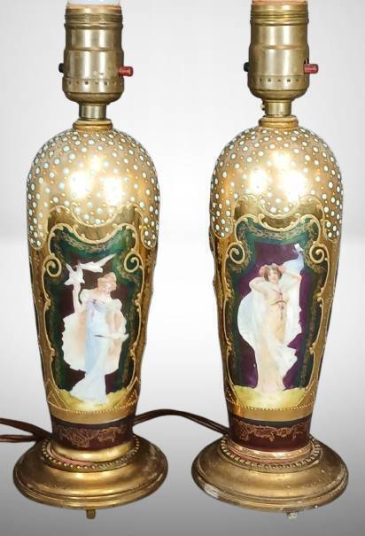 (2) Prussia Figural Portrait Lamps