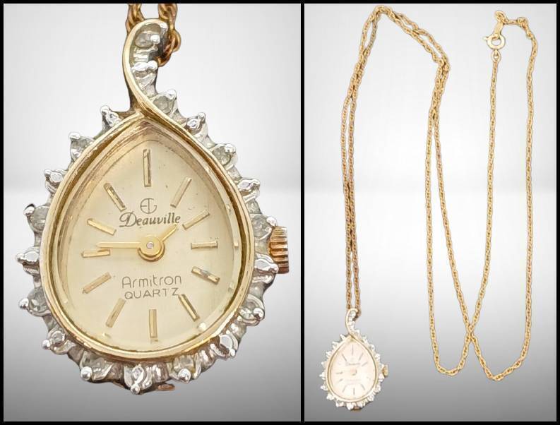 Deauville Armitron Quartz Pendant Watch on 14kt Chain