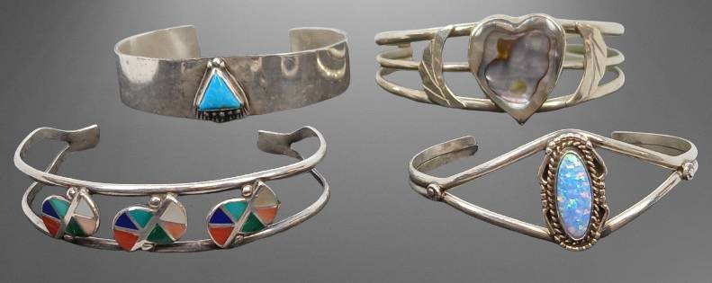 Four Sterling Silver Cuff Bracelets