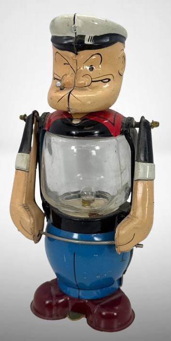 Vintage Linemar Tin Popeye With Glass Torso