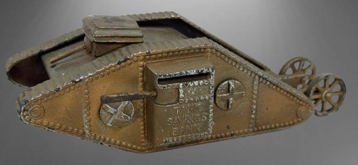 WWI Cast Iron Savings Bank Tank